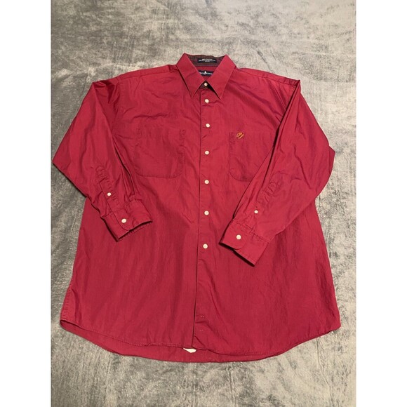 Payne Stewart Shirt Mens 16 1/2 32/33 Maroon Long Sleeve Button Up Classic - Picture 7 of 13